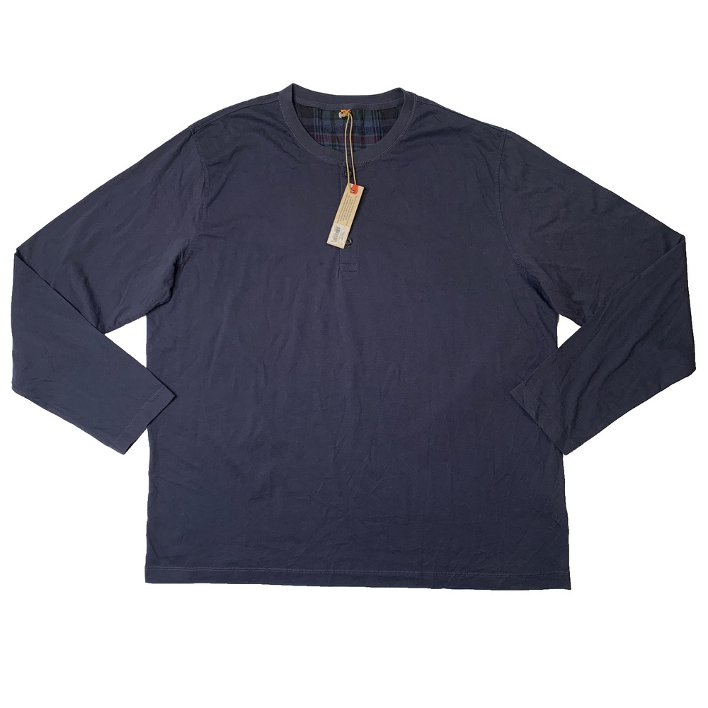 Tailor Vintage Shirt Mens XXL 2XL Windsor Blue Henley Long Sleeve Cotton